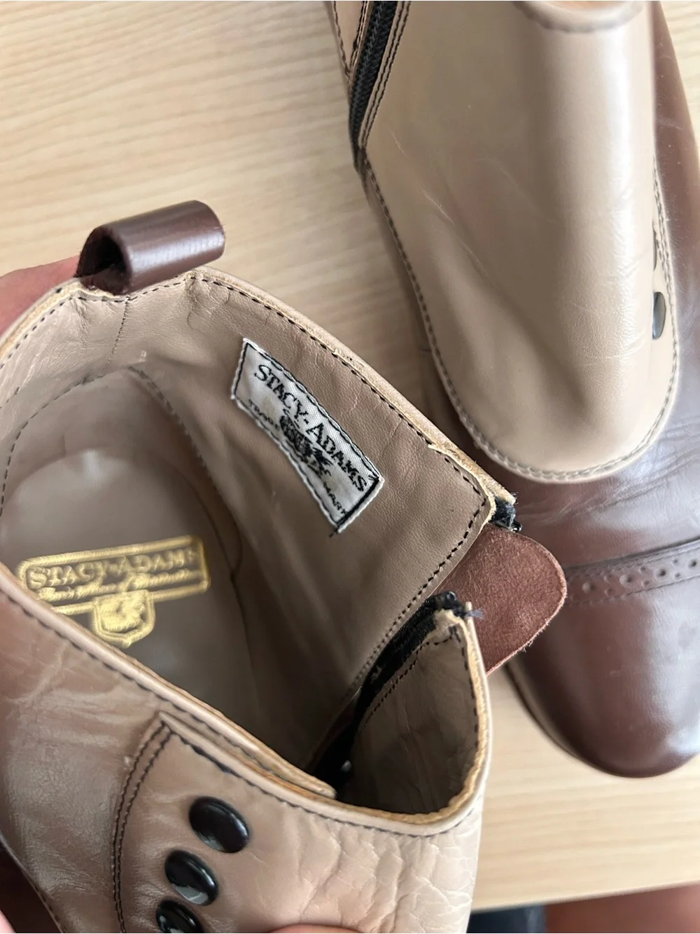 Stacy Adams Two-Tone Brown and Beige Chukka Boots